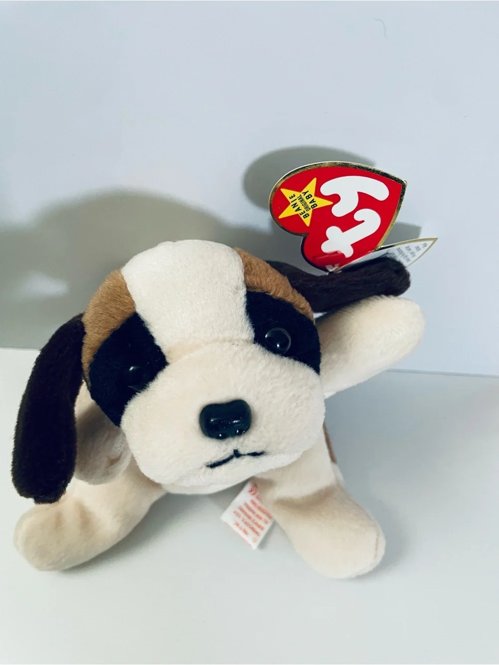 Bernie Ty Beanie Puppy Plush in Brown, Cream & Black